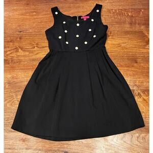 Betsey Johnson Dress Black Sz 2 Sleeveless Pearl Accents Knee Length‎ Rush